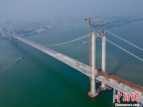 資料圖：建設中的虎門二橋。<a target='_blank' href='http://big5.locpg.gov.cn/gate/big5/www.chinanews.com/'><p  align=