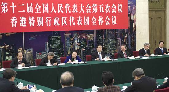 張德江參加十二屆全國人大五次會議香港代表團審議
